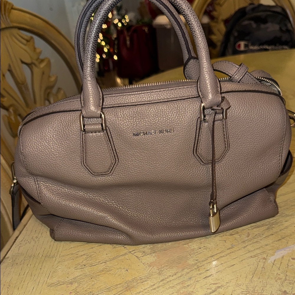 Michael Kors Pebble Leather Satchel in Taupe